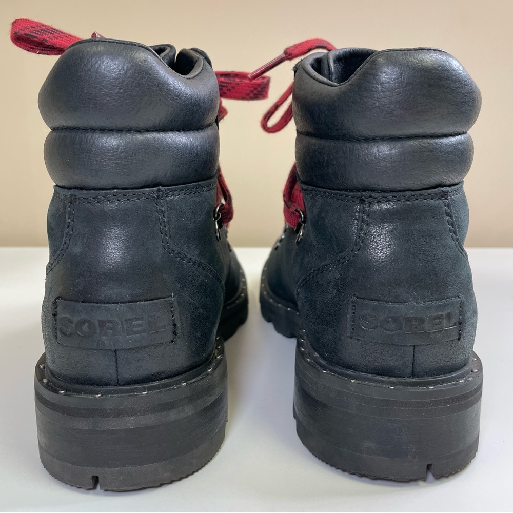 Sorel Black and Red Ankle Booties Rugged Sole - Picture 11 of 14